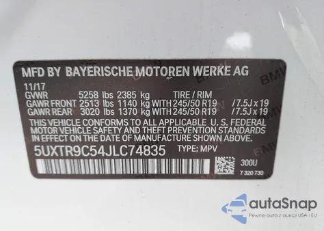 2018 BMW X3 xDrive30I from USA, damaged, VIN 5UXTR9C54JLC74835